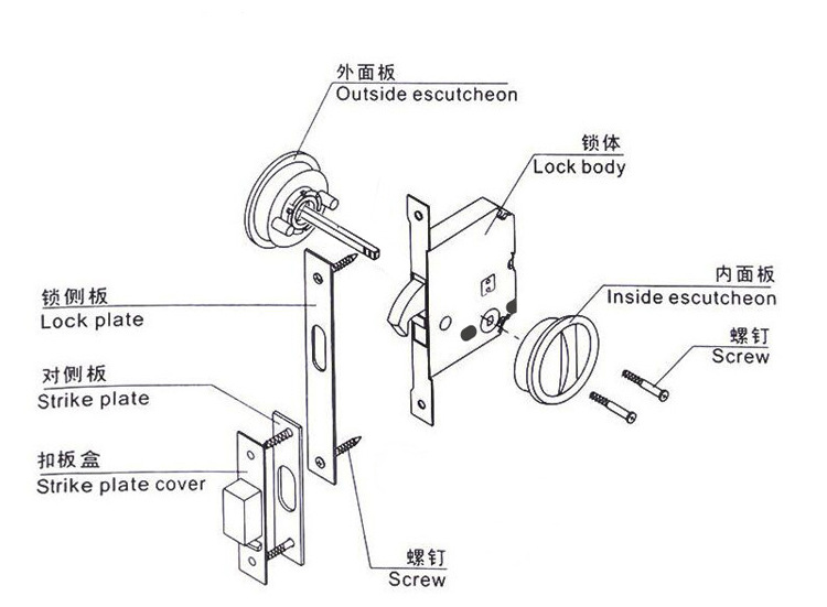 乐朗五金RSL-610BK 室内移门拧手锁