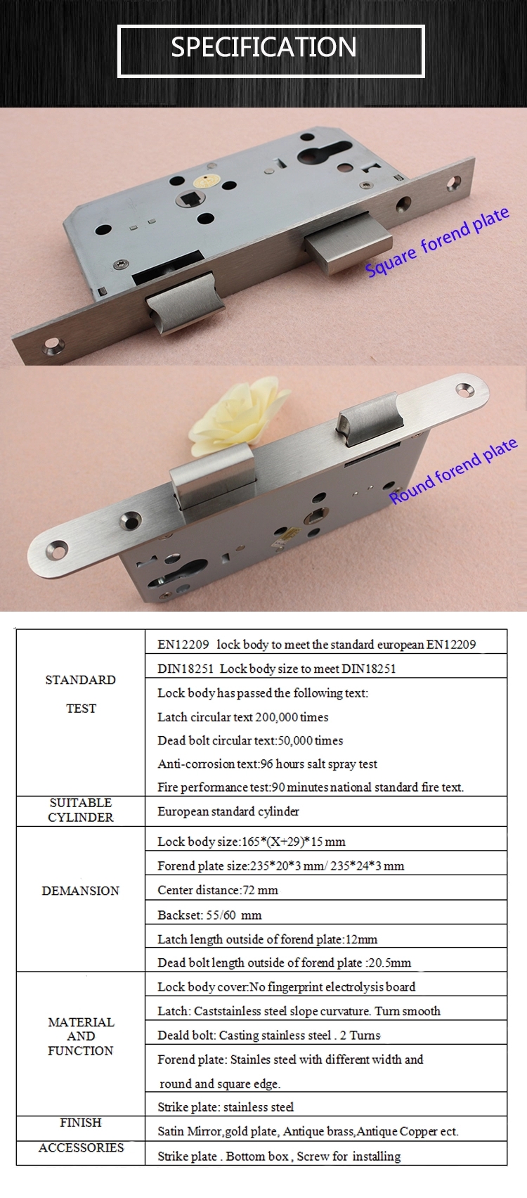 Supply all kinds of fireproof stainless steel 304 door lock with best choice