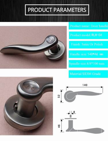 solid stainless steel polished door lever handle with 1.0mm thickness escutcheon