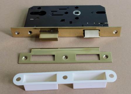 Gold plate Zinc latch & bolt Cylinder Lock body 201 SS plate two turn lock body