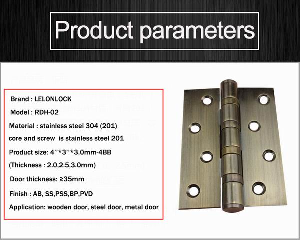 Hot Sale 4''x3''x3mm SUS 304 stainless steel wooden door hinge with ball bearing