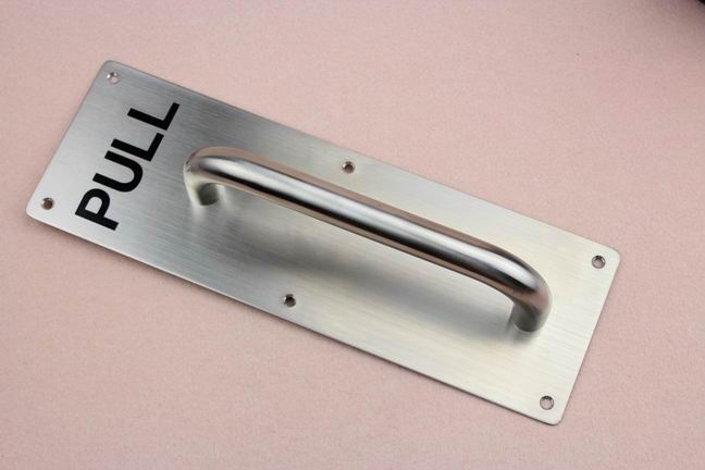 High grade stainless steel push pull door handle with indicated plate